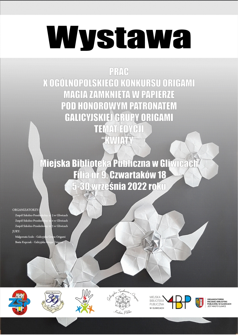 Plakat z informacją o wystawie origami