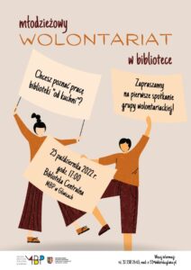 Plakat z informacją o udziału w wolontariacie
