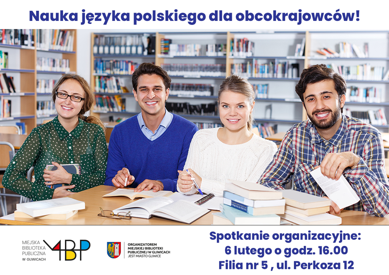 Baner z informacją o nauce języka polskiego dla obcokrajowców