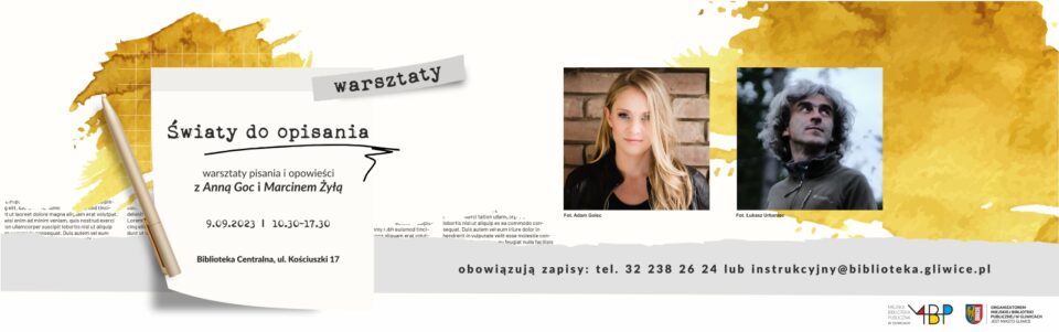 Baner z informacją o warsztatach pisania i opowieści