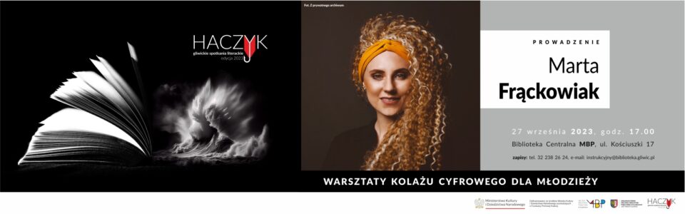 Baner z informacją o warsztatach w ramach projektu „Haczyk 2023”