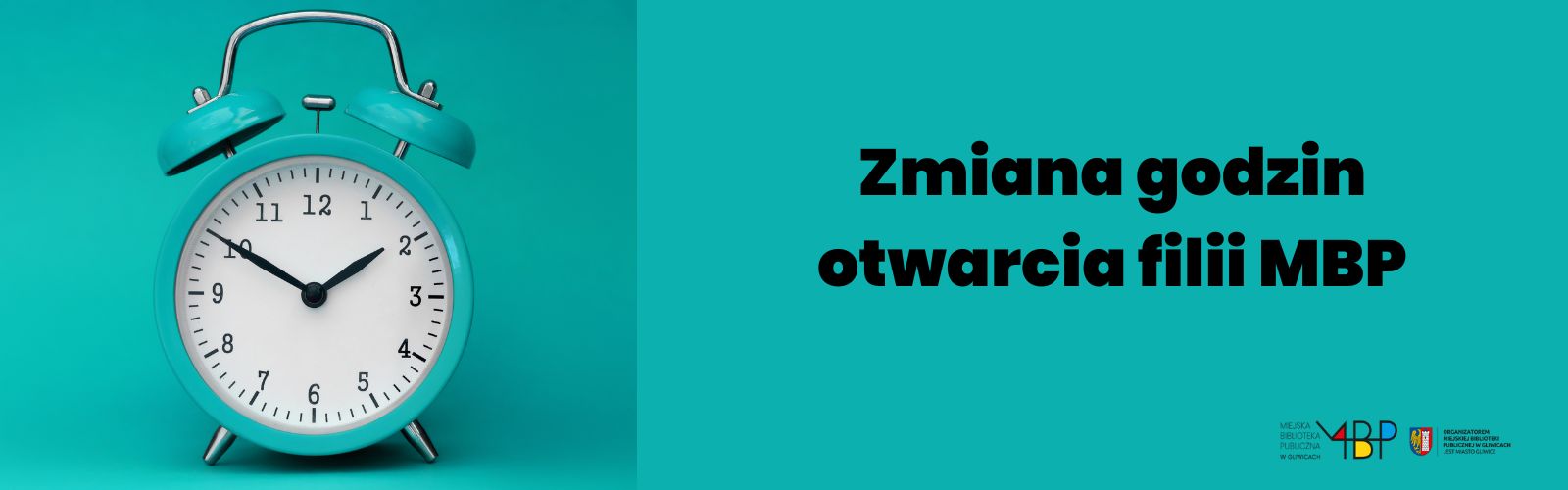 Baner z informacją o zmianach godzin otwarcia filii