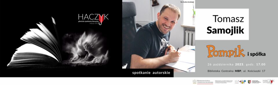 Baner z informacją o spotkaniu autorskim