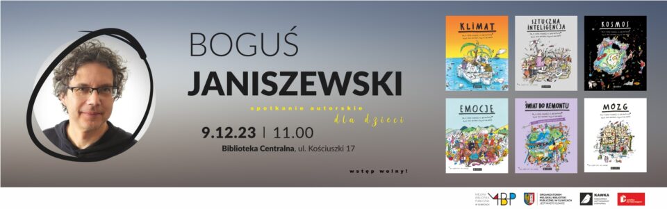 Baner z informacją o spotkaniu autorskim