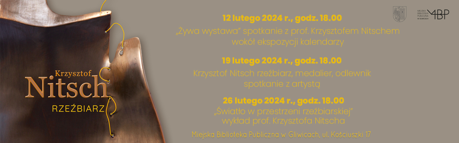 Baner z informacją o spotkaniu z Krzysztofem Nitsch
