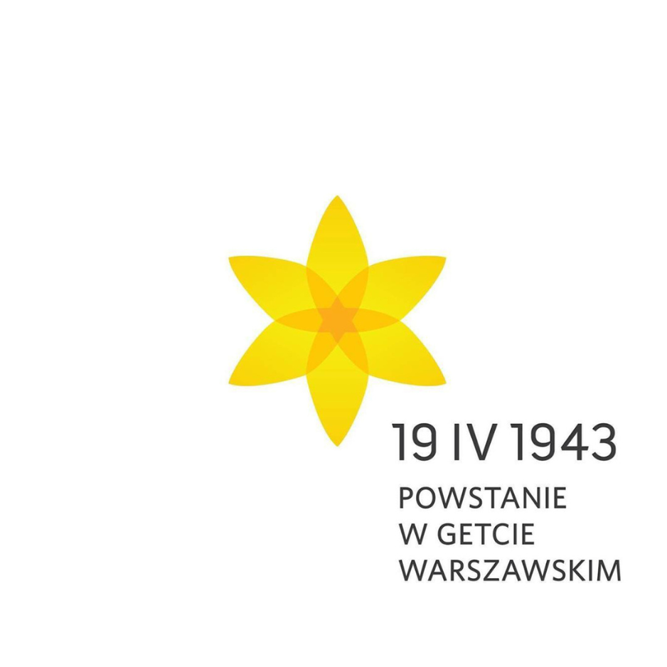Łączy nas pamięć – akcja Żonkile 2024, grafika: kwiat żonkili i tekst o powstaniu w getcie warszawskim