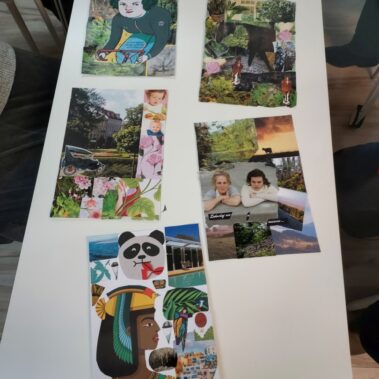 Gotowe kartki z przyklejonymi ilustracjami