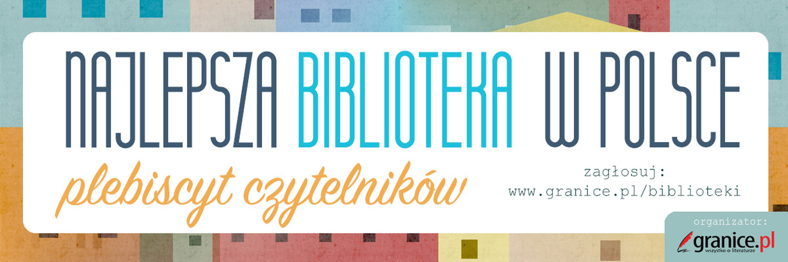 Baner z informacją o plebiscycie czytelników – Najlepsza biblioteka w Polsce