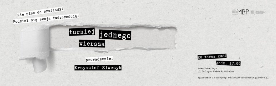 Baner z informacją o turnieju jednego wiersza