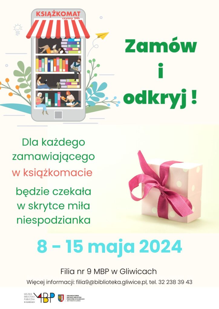 Plakat z informacją o wydarzeniu z okazji Tygodnia Bibliotek