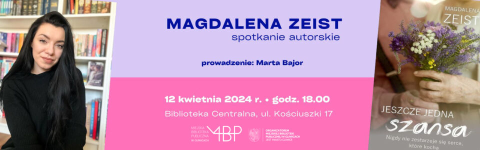 Baner z informacją o spotkaniu autorskim