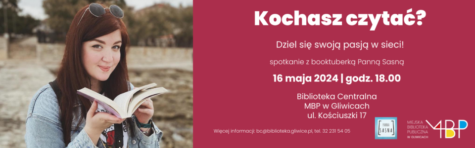 Baner z informacją o spotkaniu z booktuberką