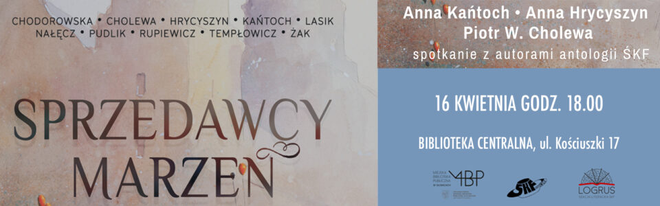 Baner z informacją o spotkaniu z autorami