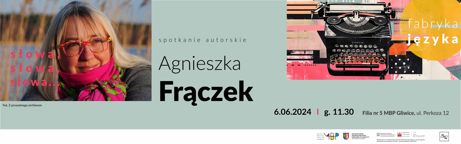 Baner z informacją o spotkaniu autorskim