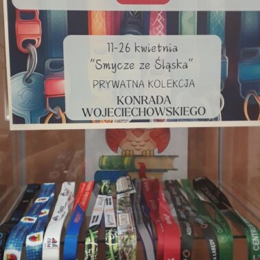 Fragment gablotka z eksponatami i tablica informacyjna