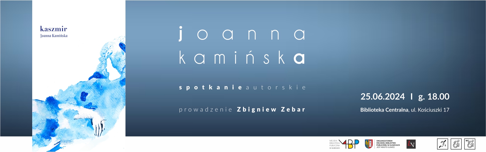 Baner z informacją o spotkaniu autorskim z Joanną Kamińską