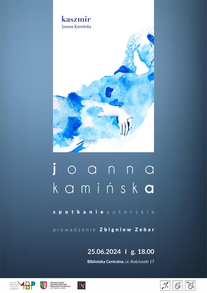 Plakat z informacją o spotkaniu autorskim z Joanną Kamińską