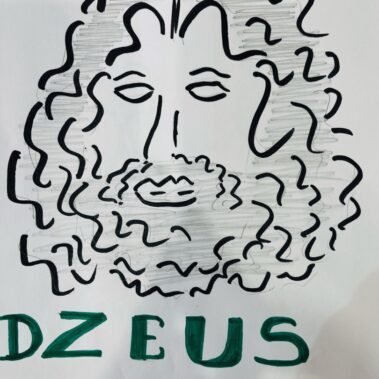 Rysunek portretu jednego z bogów olimpijskich - Dzeus