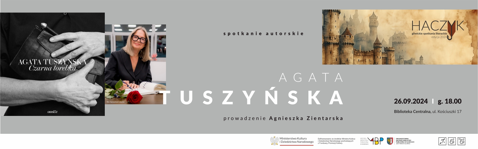 Baner z informacją o spotkaniu autorskim