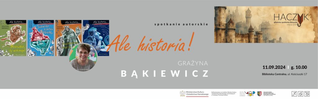 Baner z informacją o spotkaniu autorskim