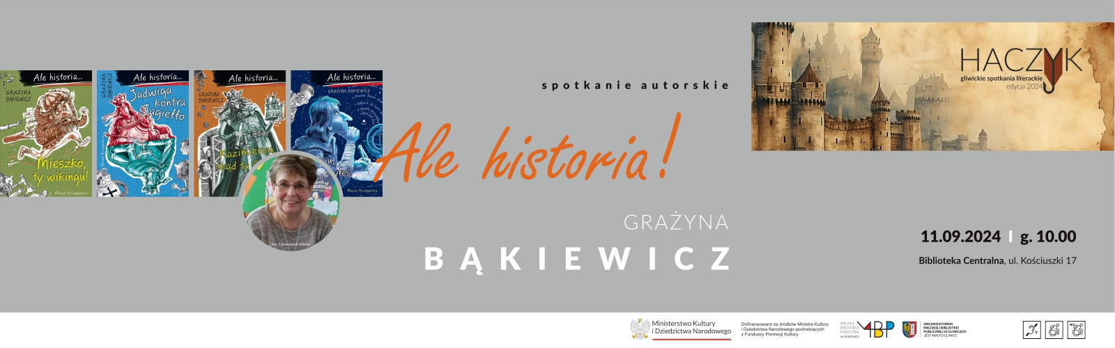 Baner z informacją o spotkaniu autorskim