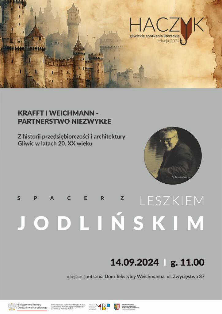 Plakat z informacją o spacerze z Leszkiem Jodlińskim