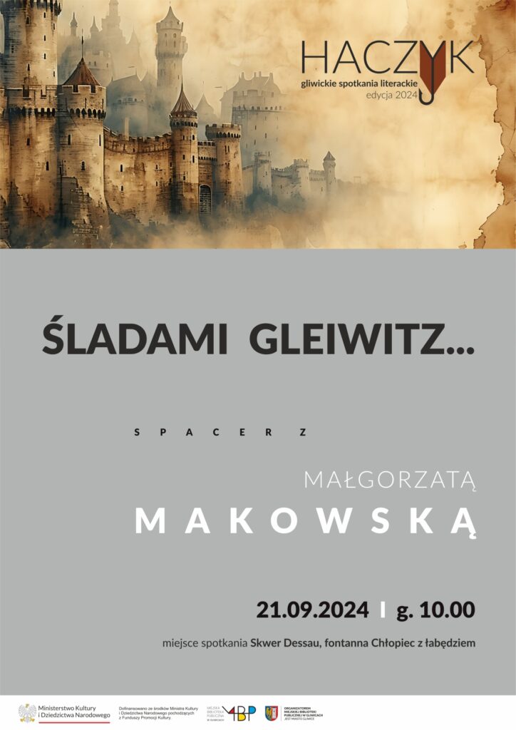 Plakat z informacją o spacerze z Małgorzatą Makowską