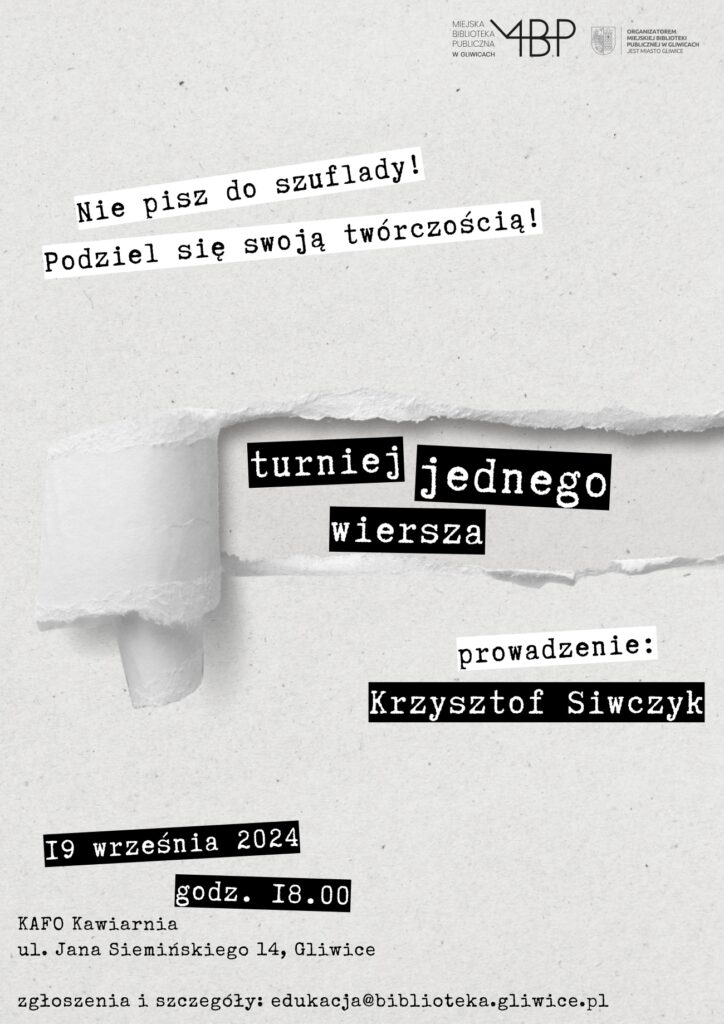 Plakat z informacją o turnieju jednego wiersza