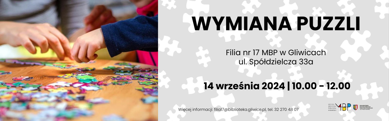 Baner z informacją o wymianach puzzli