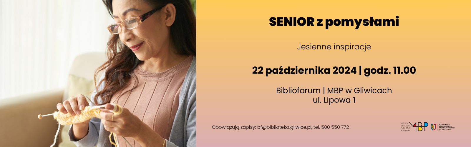 Baner z informacją o zajęciu dla seniorów