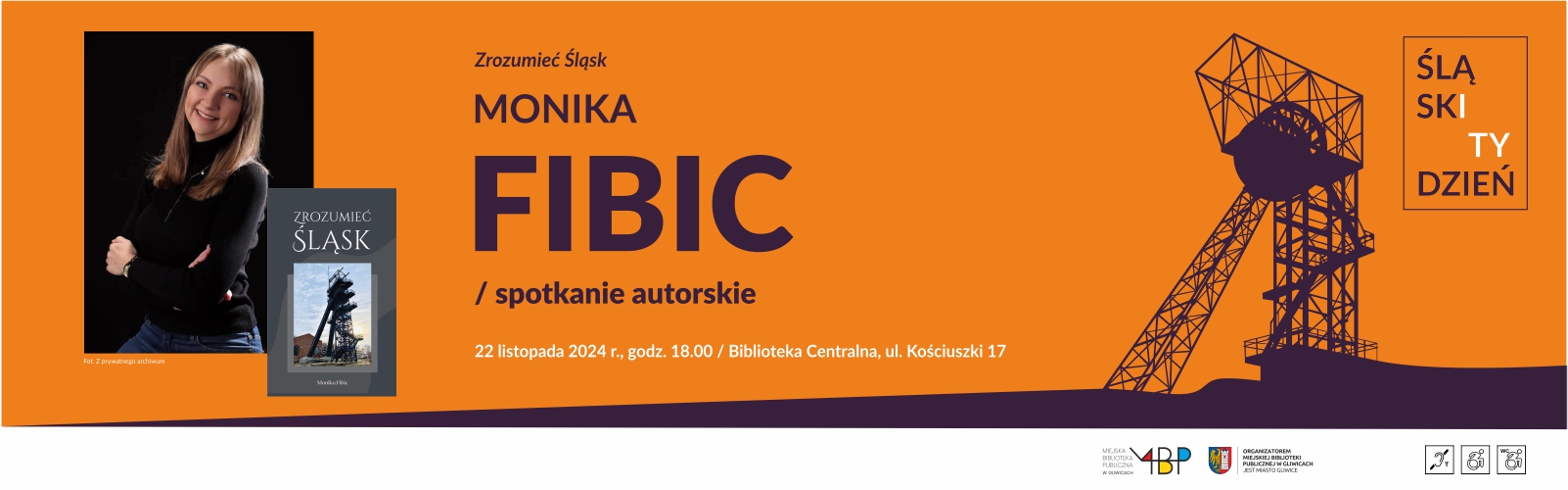 Baner z informacją o spotkaniu autorskim