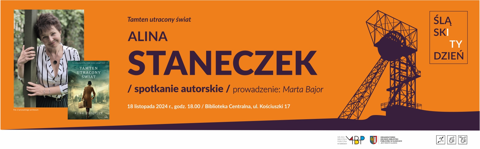 Baner z informacją o spotkaniu autorskim