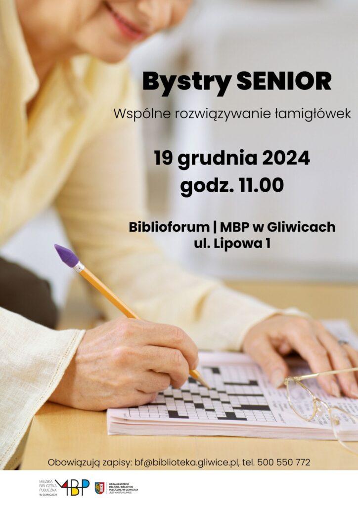 Plakat z informacją o zajęciu dla seniorów