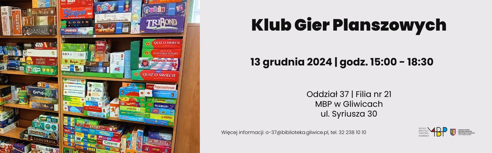 Baner z informacją o klubie gier planszowych