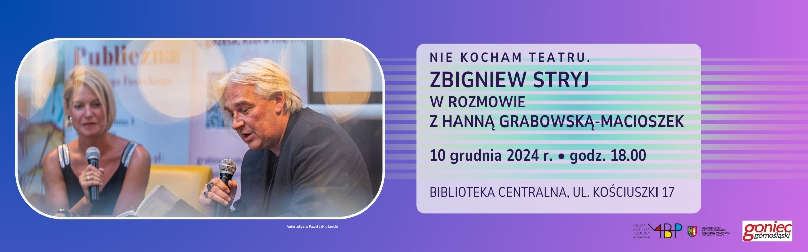 Baner z informacją o spotkaniu autorskim