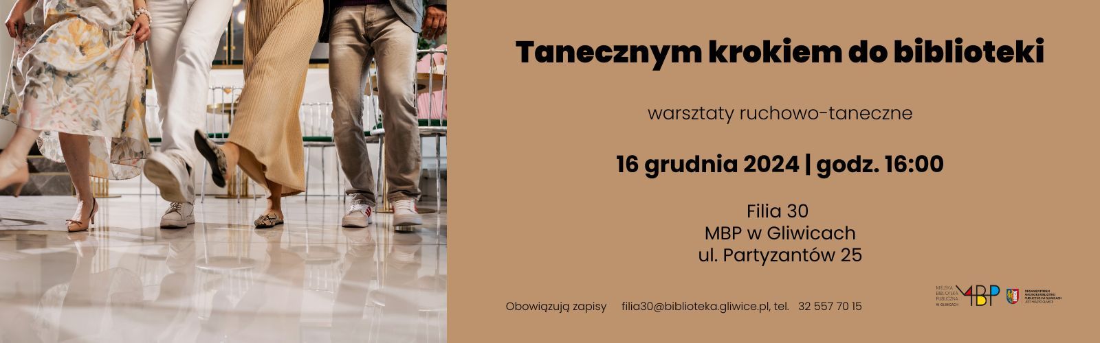 Baner z informacją o warsztatach tanecznych