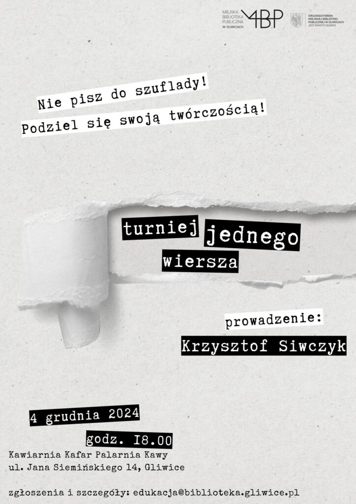 Plakat z informacją o turnieju