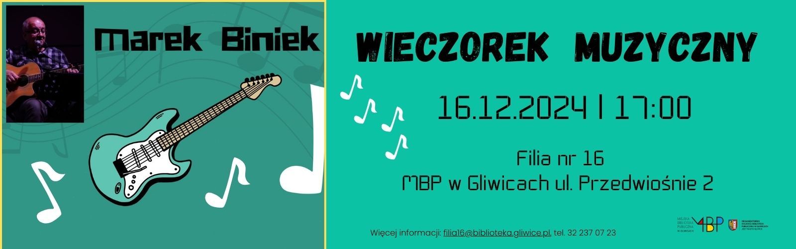 Baner z informacją o wieczorku muzycznym