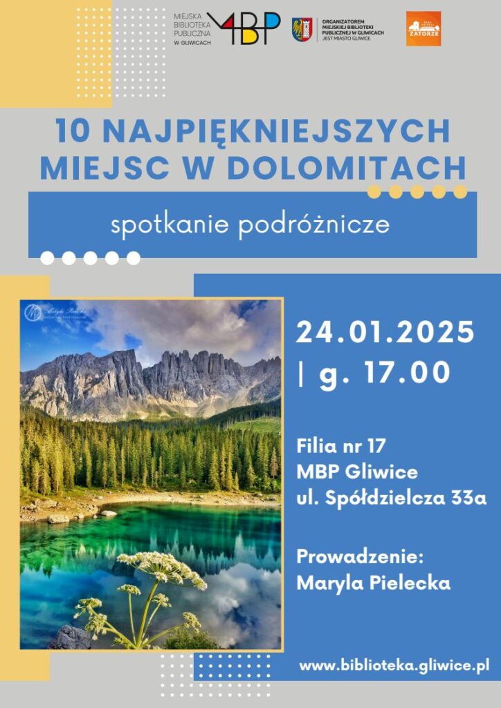 Plakat z informacją o spotkaniu podróżniczym