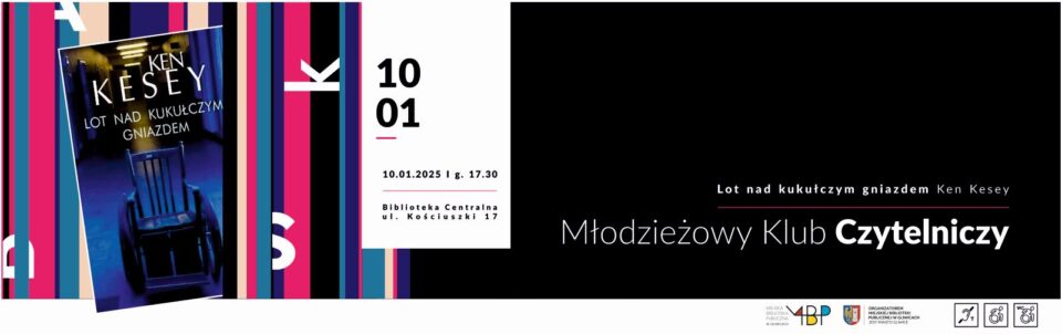 Baner z informacją o Młodzieżowym Klubie Czytelniczym