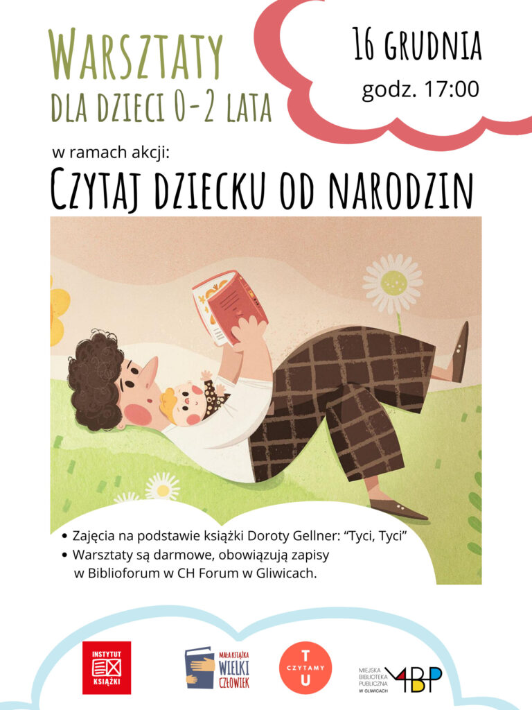 Plakat z informacją o akcji "Czytaj dziecku od narodzin"