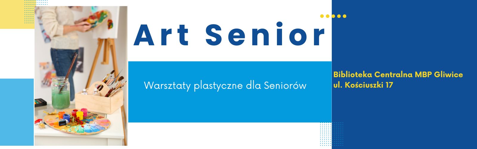 Baner z informacją o zajęciu dla seniorów