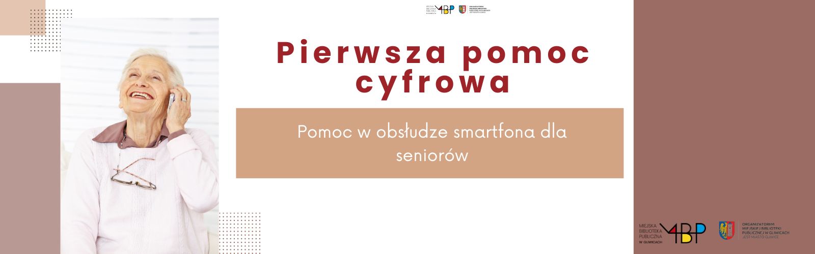 Baner z informacją o pierwszej pomocy cyfrowej dla Seniora