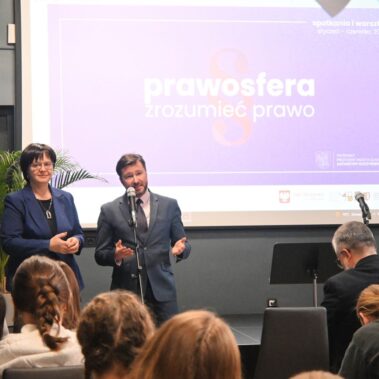 Grażyna Tokarczyk – Wiceprezes Sądu Okręgowego w Gliwicach i Piotr Pawlik – Sędzia Sądu Rejonowego w Gliwicach