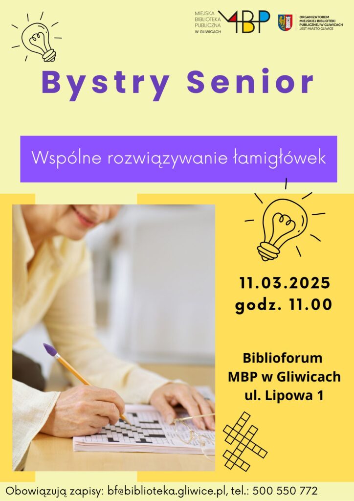 Plakat z informacją o zajęciu dla seniorów