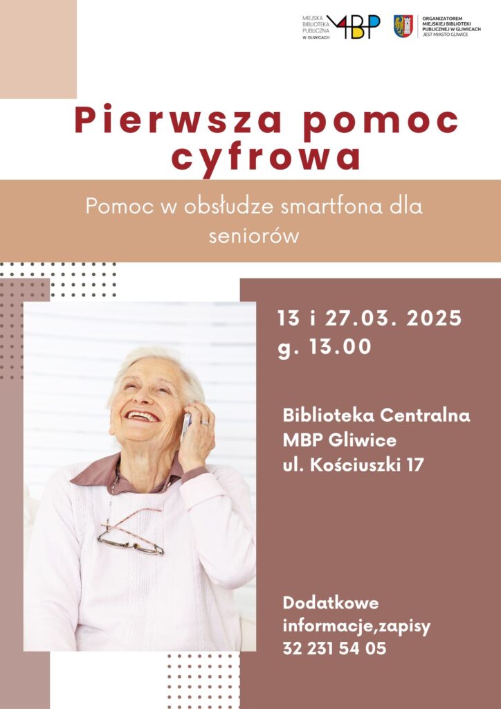 Plakat z informacją o pierwszej pomocy cyfrowej dla Seniora