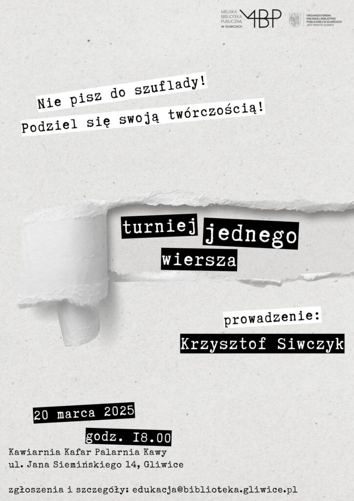 Plakat z informacją o turnieju jednego wiersza