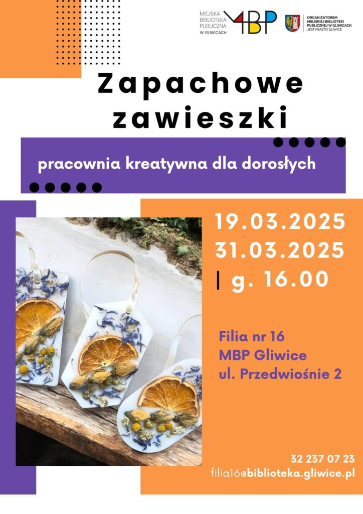 Plakat z informacją o pracowni kreatywnej dla dorosłych