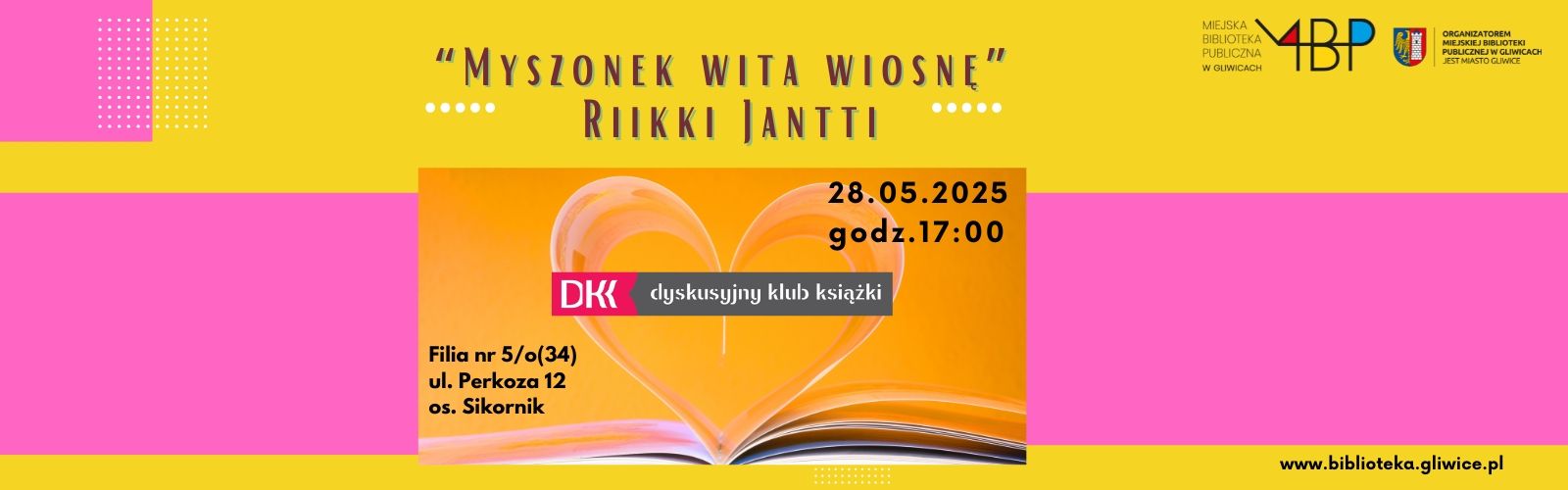 Baner z informacją o Dyskusyjnym Klubie Książki