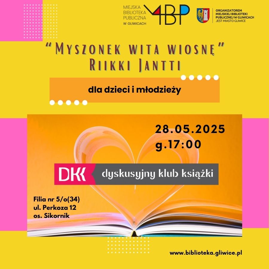 Baner z informacją o Dyskusyjnym Klubie Książki
